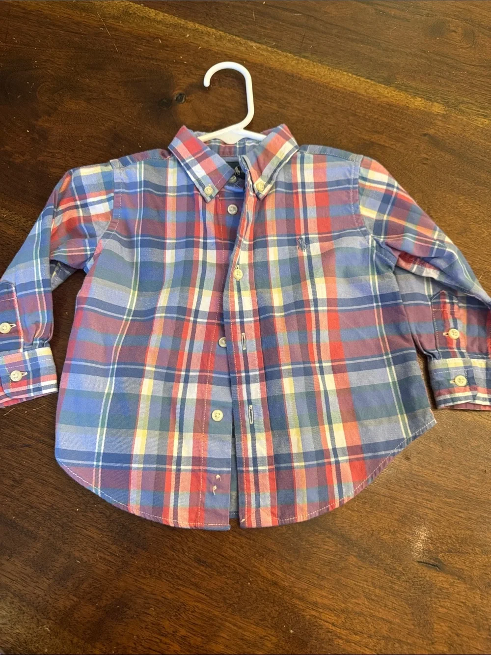 Ralph Lauren Boys Plaid Button-Down Shirt - Red & Blue